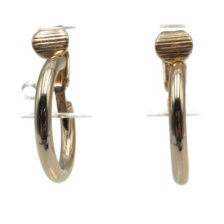 Vintage Estate Gold Tone Small Hoop Clip On Earrings.  82 Inch