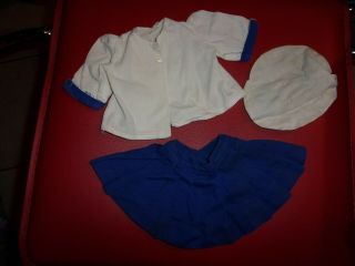 Vintage Terri Lee Doll Tagged Blue & White Blouse & Skirt,  Matching Hat