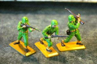 Britains Deetail Vintage World War Ii Wwii Us Army 3 Poses Figures Brown Bases
