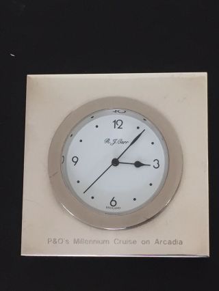 Vintage 1980’s R J Carr Solid Silver 925 Frame Table Quartz Clock 10cm X 10cm
