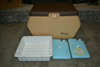 Vintage Gott 50 Large 50 Qt.  Rare Brown & Tan Cooler Complete Vg Cond