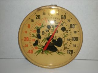 Vtg Panda Thermometer 10 " Round Outdoor Wall Hanging