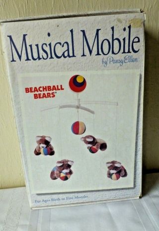 Vintage Musical Mobile Pansy Ellen Beachball Beach Ball Bears 1990 Prop