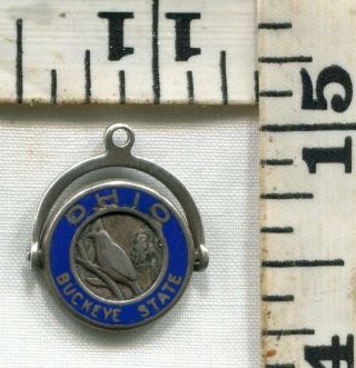 Vintage Sterling Bracelet Charm 81709 Enameled Spinner Ohio Buckeye State