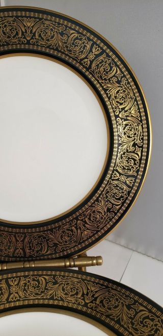 Vtg Mikasa Mount Holyoke Porcelain Salad Plate Set Of 7 Plates 7.  5 " Gold & Black