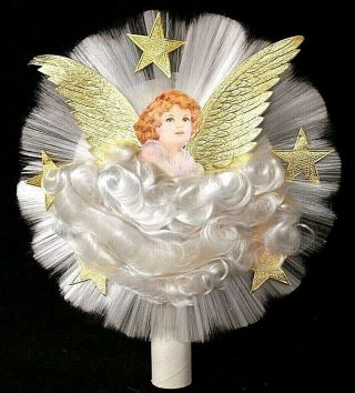 Vintage National Tinsel Co.  Foil & Spun Glass Angel Christmas Tree Topper W/ Box