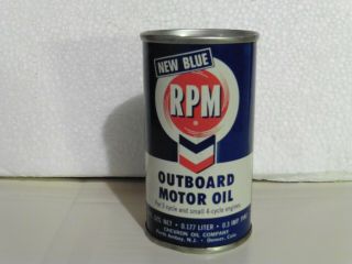 Vintage Nos Rpm Outboard Motor Oil Full 6 Oz.  Metal Can Chevron 2 & 4 Cycle