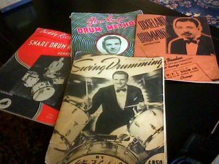 4 Vintage Drumming Method Books.  Krupa,  Ludwig,  Rich & Bauduc.  1937 - 38 - 42 - 45.