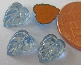 25 Vintage German Glass Pale Blue Carved Leaf Stones 10mm X 8mm