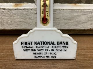 Vintage First National Bank Advertising Thermometer 7” Indiana 2