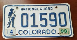 License Plate National Guard Colorado 1993,  Vintage,  12 X 6 Inches