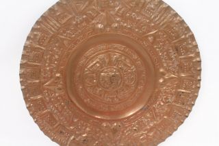 Vintage (1960 ' s),  Hand Hammered,  Mayan/Aztec Solid Copper Plate/Wall Hanging 2