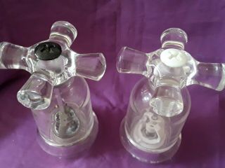 Vtg Cole And Mason Acrylic Salt & Pepper Shakers Grinders Sink Faucet Handles
