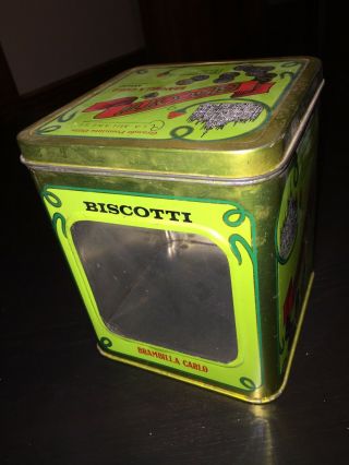 Biscotti Old Vintage Biscuit Window Tin Store Counter Display Metal Box Italy