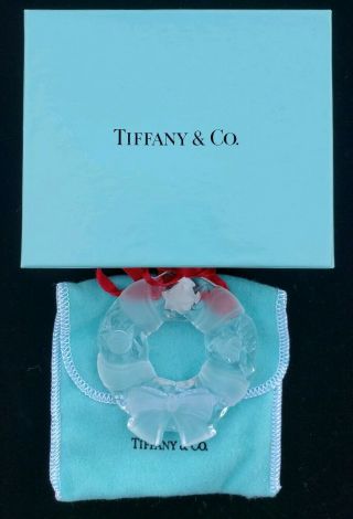 Vintage Tiffany & Co.  Crystal Glass Wreath Christmas Ornament