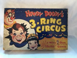 Vintage 1950’s Howdy Doody 3 Ring Circus Electric Board Game Box