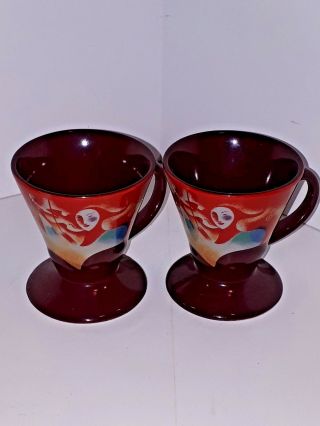 Vintage Set Of 2 Frangelico Liqueur Signed By Linda Frichtel Espresso Cups 1999