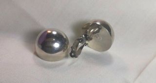 Vintage Sterling Silver 925 Taxco Mexico Half Ball Dome Clip Earrings.