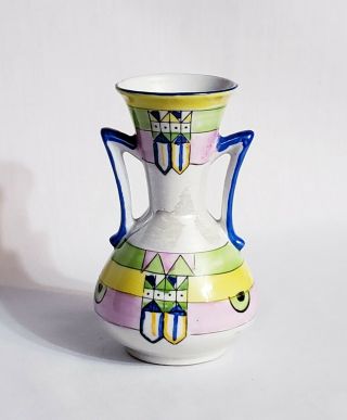 Vintage Goldcastle Made In Japan Bud Vase 5 " Pink Green Yellow Blue Hand Painted