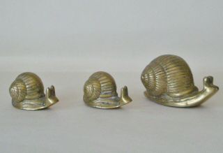 Vintage Collectible Brass Snail Figurines Paper Weights Set Of 3