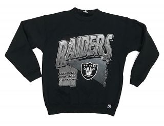 Vintage Oakland Los Angeles Raiders Crewneck Sweatshirt Logo 7 Black Size Medium