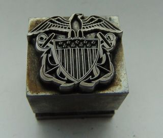 Vintage Printing Letterpress Printers Block All Metal Eagle On Shield