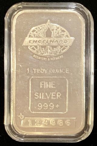 Engelhard Rare Maple Leaf 1 Oz Silver Bar.  999 Fine Vintage In Capsule 15k