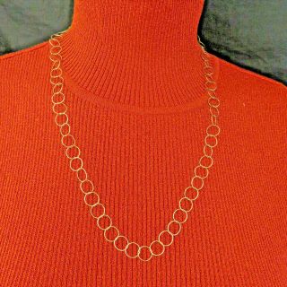 Italy Vintage Sterling Silver Necklace Wide Links 24 Inch Gold Wash Chain 620k