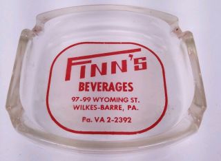 Vintage Advertising Glass Ashtray Finn 