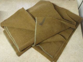Vintage Wool Blanket Military Ww2 Ww Ii 66 " X81 " Brown Woolen Bedding Usa Army