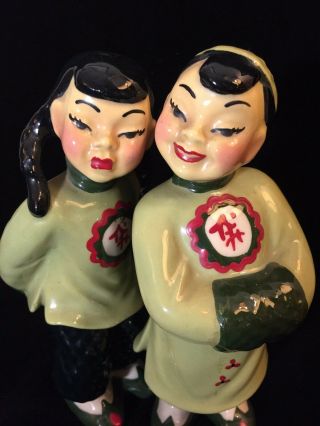 Vintage Asian Chinese Couple Ceramic Arts Studio Madison Wis