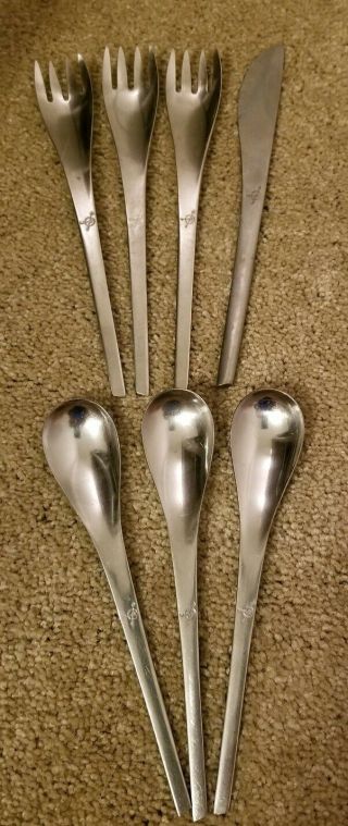 Vintage Eastern Airlines Compass Logo International Stainless Flatware Set Of 7