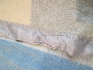 Vintage Cotton Camp Reversible Blanket Blue Stripe 166” X 64” VERY SOFT 3