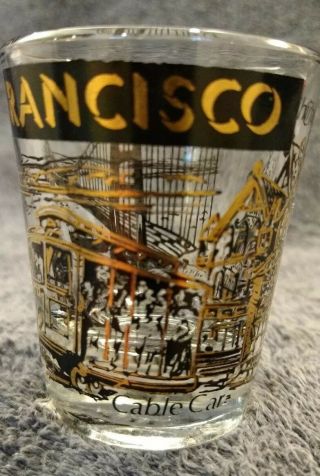 Vintage San Francisco Ca California Golden Gate Bridge Cable Car Shot Glass