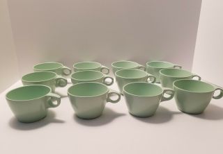 Vintage Texas Ware Green Coffee Cups Set Of 12 Melmac Melamine