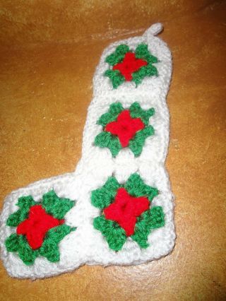 Vintage Holiday Crochet Christmas Stocking White