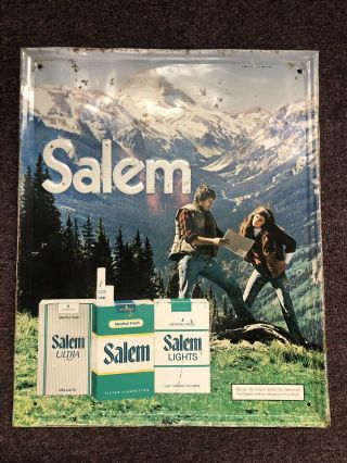 One Vintage 1981 Salem Rj Reynolds Metal Cigarette Sign Man Cave