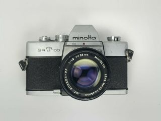 Vintage 35mm Film Camera Minolta Srt 100 With Minolta 55mm 1:1.  9 Mc Rokkor - Pf