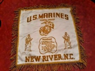 Vintage Ww2 Military U.  S.  Marines River N.  C.  Souvenir Pillow Cover