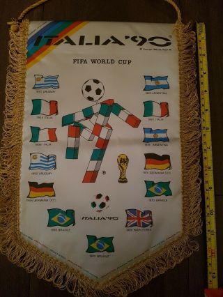 Vintage World Cup Italia 90 1990 England Official Football Fans Pennant Wimpel