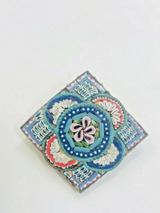 Vintage Micro Mosaic Italian Brooch Pin Millefior Venetian Murano