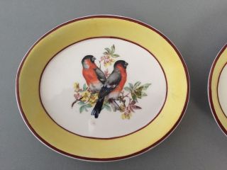 Set of 2 Vintage MOTTAHEDEH Italy Bird Yellow Oval Plates Pin Dish SIGNED S.  5536 3