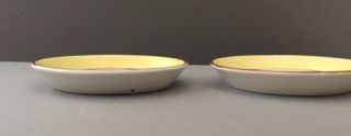 Set of 2 Vintage MOTTAHEDEH Italy Bird Yellow Oval Plates Pin Dish SIGNED S.  5536 7