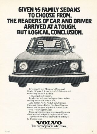 1975 Volvo 242 244 - Family - Classic Vintage Advertisement Ad D127