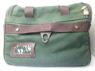 Vtg Orvis Battenkill Carry On bag Green Canvas Brown Leather.  For suitcase 3
