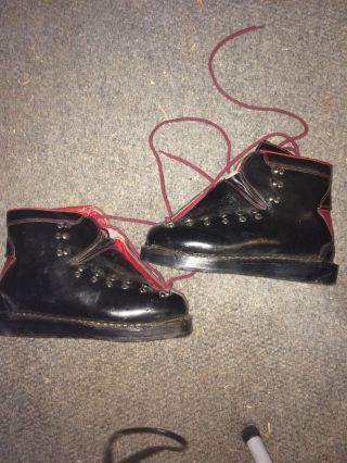 Vintage Leather Downhill Ski Boots Size 6.  5.  Awesome