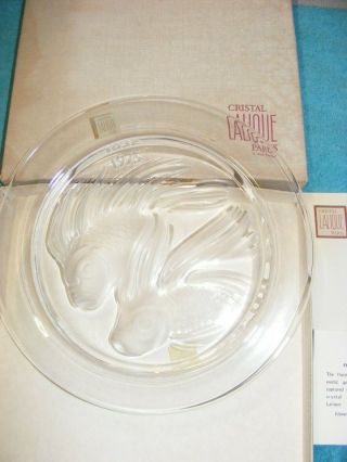 Vtg Lalique Collector Plate 1975 Duo De Poisson Fish / W Box
