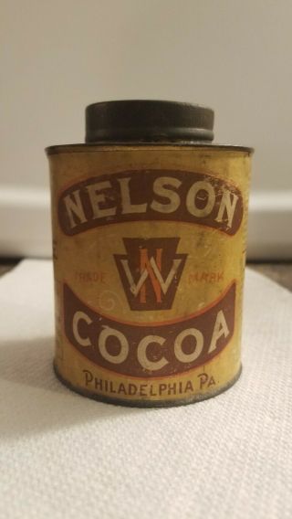 Vintage Nelson Cocoa Tin With Paper Label