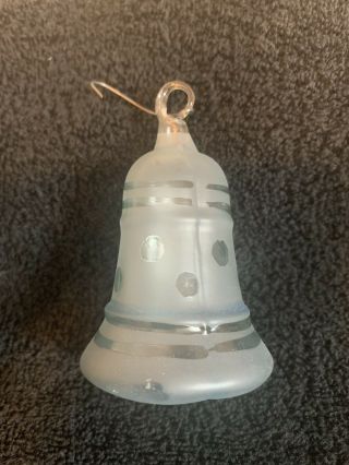 Vintage West German Blown Glass Christmas Ornament Blue Bell 2