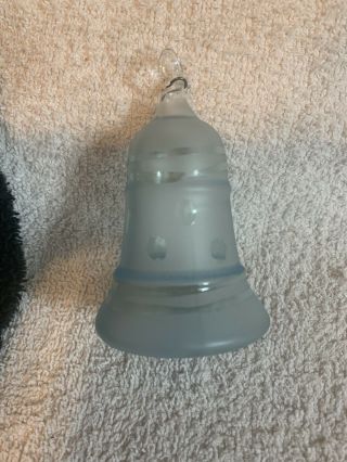 Vintage West German Blown Glass Christmas Ornament Blue Bell 4